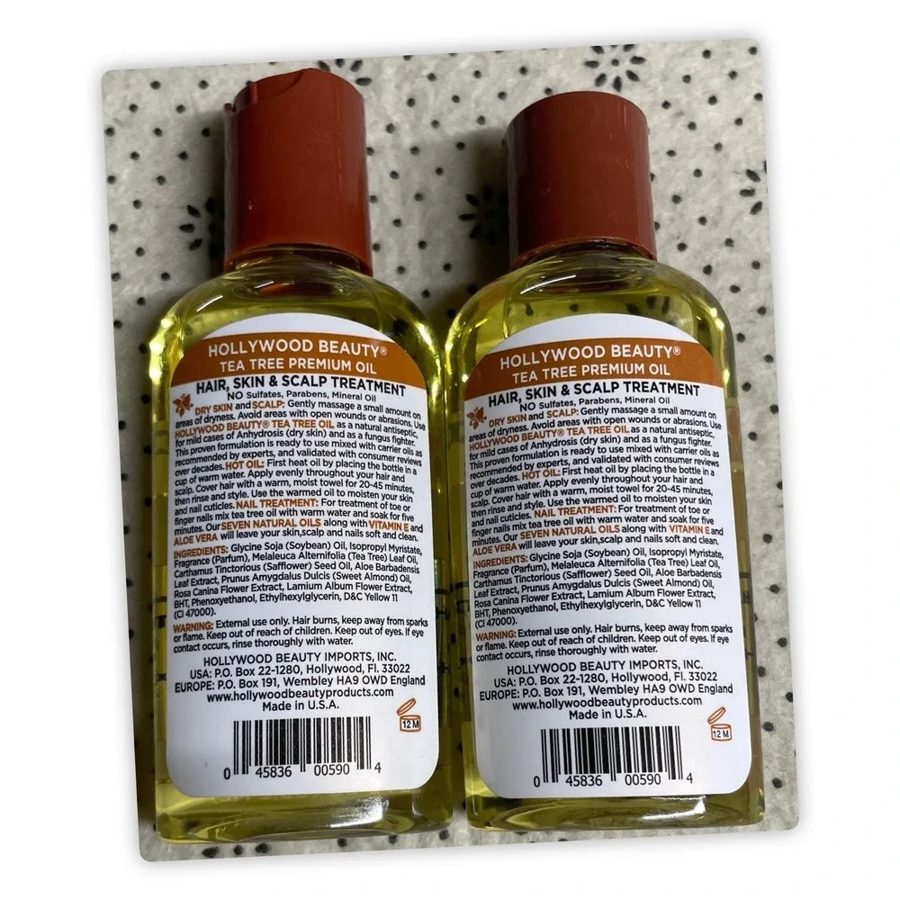 Hollywood Beauty Tea Tree Premium Oil Hair, Skin, & Scalp Treatment,‎ 2 Packs